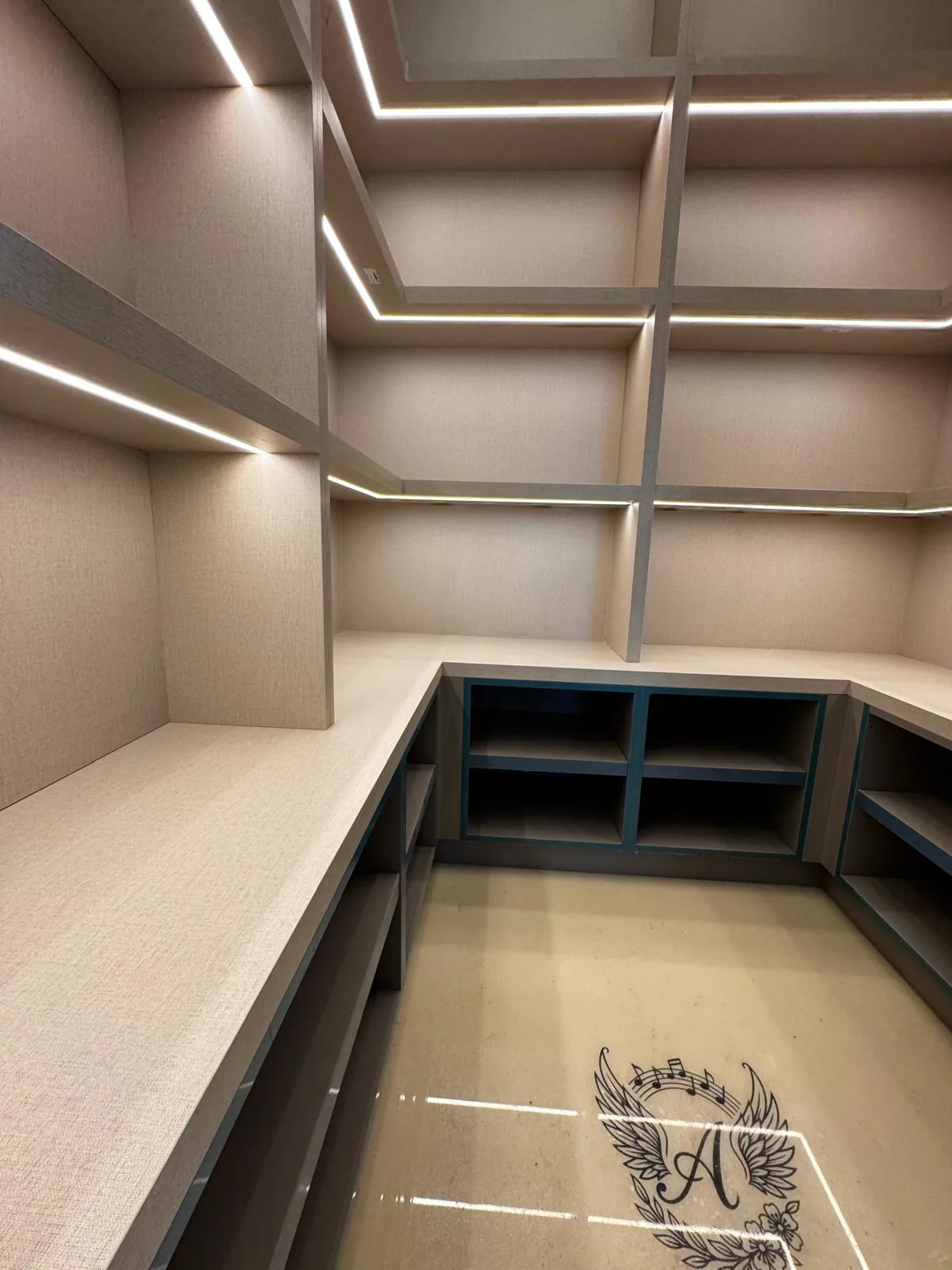 Custom closet LED shelves